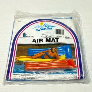 Vintage 1992 Intex Vinyl Air Mat 72” x 27” Blue Inflatable Pool Float New Sealed